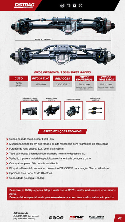 PAR EIXO DS80 SUPER KINGPIN RACING