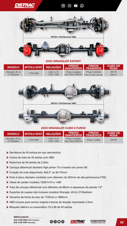 PAR EIXO WRANGLER JK JT JL EXPORT 70/80
